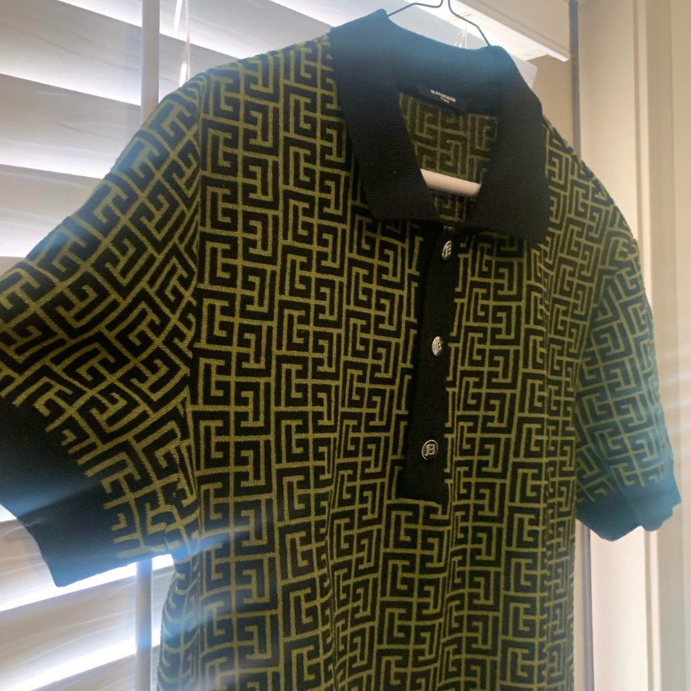 BALMAIN Mens Beautiful Pullover Collared Shortsleeve Shirt. Amazing!